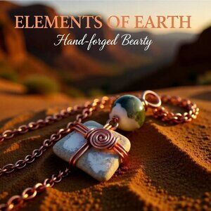 Uniquely HandCrafted Fall Necklace! Mixed Media & Copper Wire Wrap Design #2